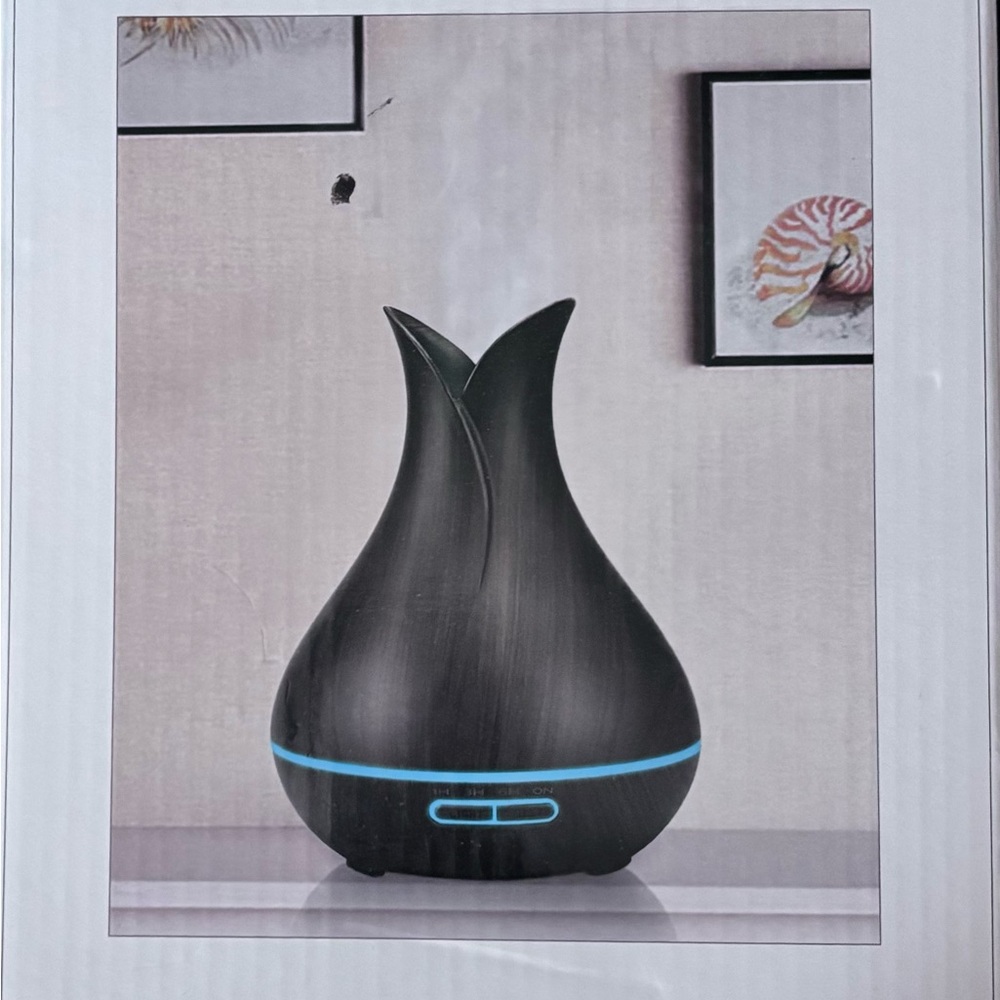Elegant Black Aroma Diffuser with Blue Accent